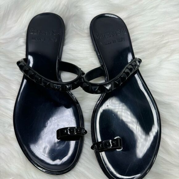 Carmen Sol Maria Studded Flat Jelly Sandals Black 39 - Picture 2 of 5